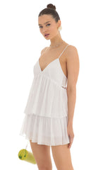 Ruffle Tiered Dress in White