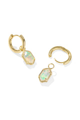 Hallie Gold Huggie Earrings Opalite Illusion