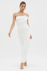 Karaline Strapless Bust Accent Maxi Dress White