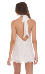 Florette Halter Shift Dress in White