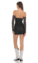 Shimmer Mesh Bodycon Dress in Black