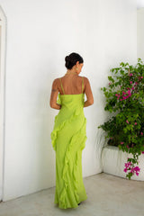 Romantic Flare Maxi Dress Green