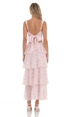 Floral Ruffle Maxi Dress in Pink