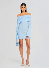 Galli Rib Knit Mini Dress Powder Blue