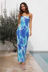 Moonlight Bloom Midi Dress Blue