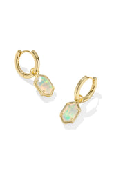 Hallie Gold Huggie Earrings Opalite Illusion