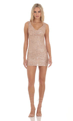 Sequin Cowl Neck Open Back in Gold