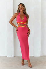 HELLO MOLLY Miami Sunset Strip Maxi Skirt Pink