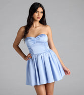 Lorena Satin Strapless Skater Dress