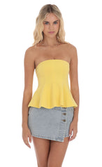 Strapless Peplum Top in Yellow