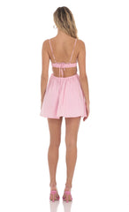 Front Ties A-line Dress in Pink