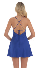 Satin Cutout Dress in Blue