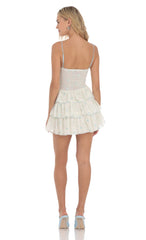 Floral Smocked Ruffle Dress in Pale Yellow