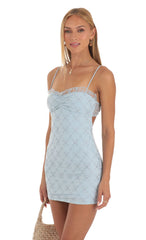 Ruffle Floral Dress in Sky Blue