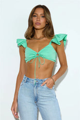 HELLO MOLLY Rosy Hearts Crop Top Green