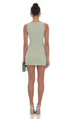 Mesh Ruched Bodycon Dress in Sage Green