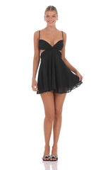 Cutout Fit and Flare Dress in Black