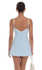 Outline Front Tie Dress in Blue