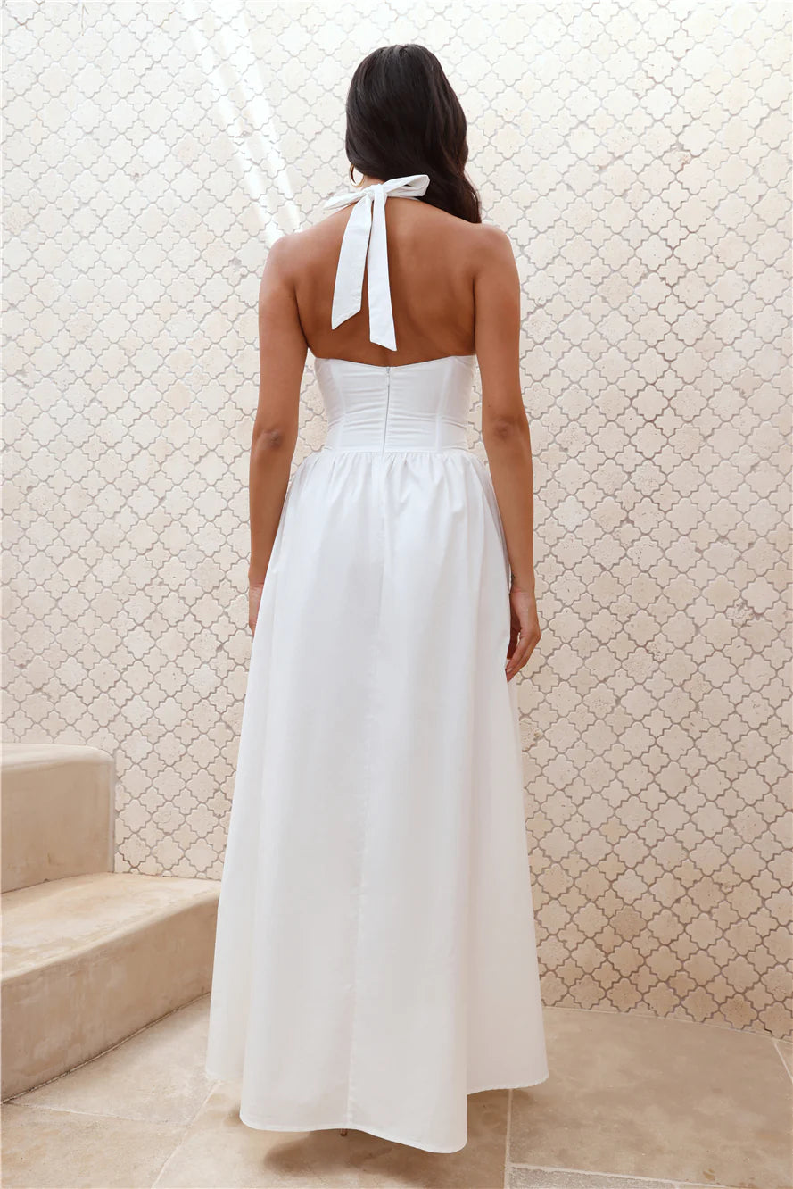HELLO MOLLY Exclusively For You Halter Maxi Dress White