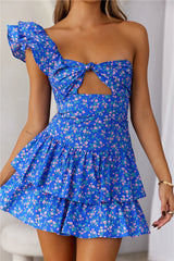 HELLO MOLLY Ruffled Out Dress Blue Floral