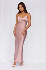 HELLO MOLLY The Samara Satin Maxi Dress Dusty Pink