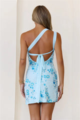 Petal Shores One Shoulder Mini Dress Blue