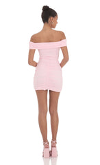 Off Shoulder Cutout Bodycon Dress in Pink
