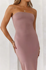 HELLO MOLLY BASE Ultimate Strapless Bodycon Midi Dress Mocha