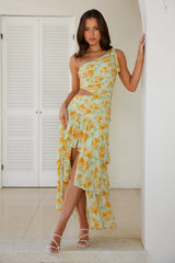 HELLO MOLLY Party On The Coast One Shoulder Maxi Dress Blue