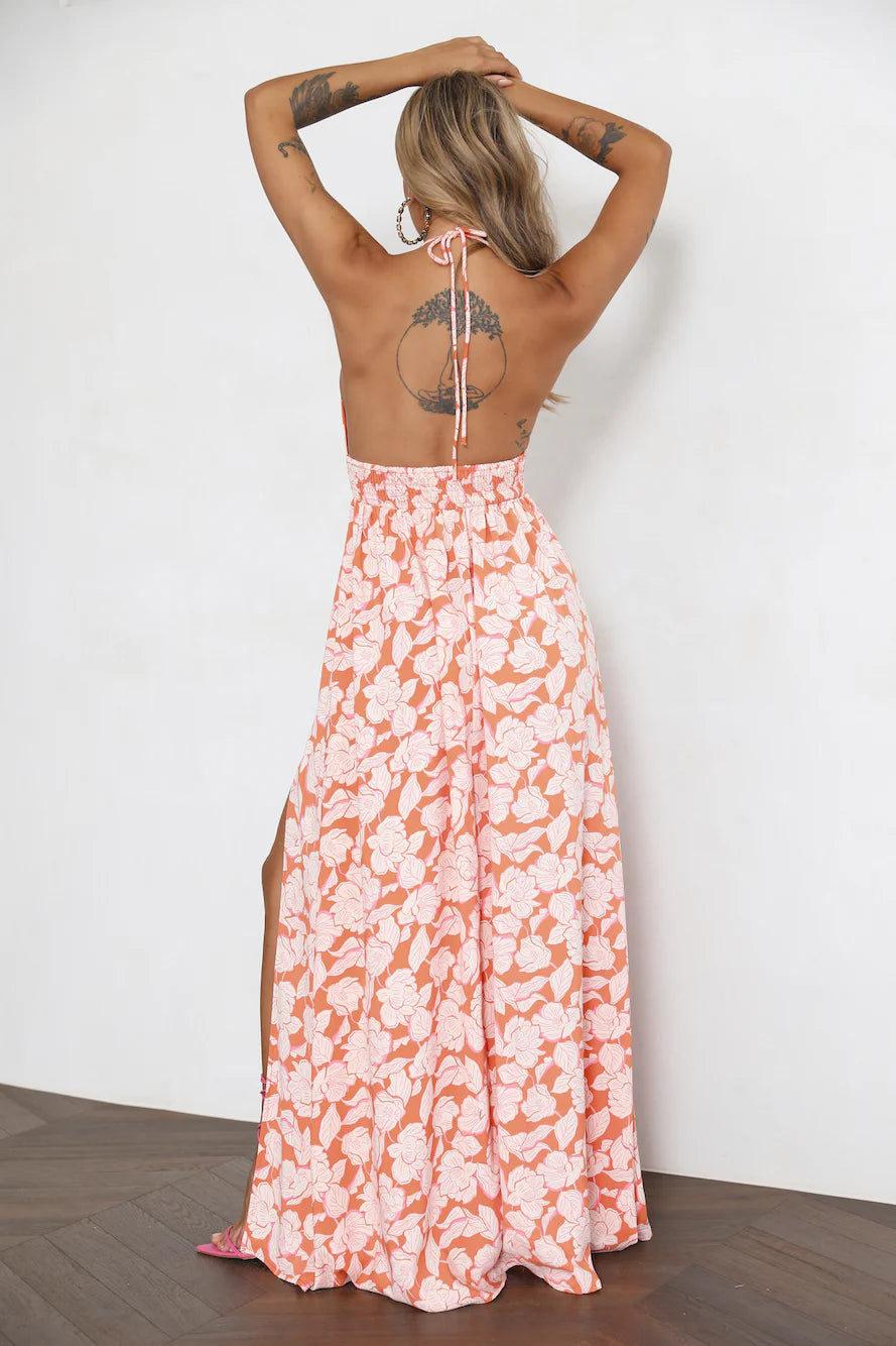 HELLO MOLLY Eternally Evergreen Maxi Dress Orange