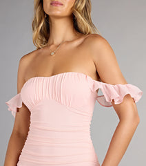Ruffle Ready Off-The-Shoulder Mini Dress