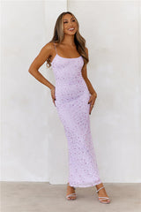 HELLO MOLLY Wishlisted Diamonds Mesh Maxi Dress Purple