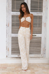 HELLO MOLLY Swaying Palm Trees Pants Beige