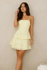 Morningside Embroidered Mini Dress Yellow