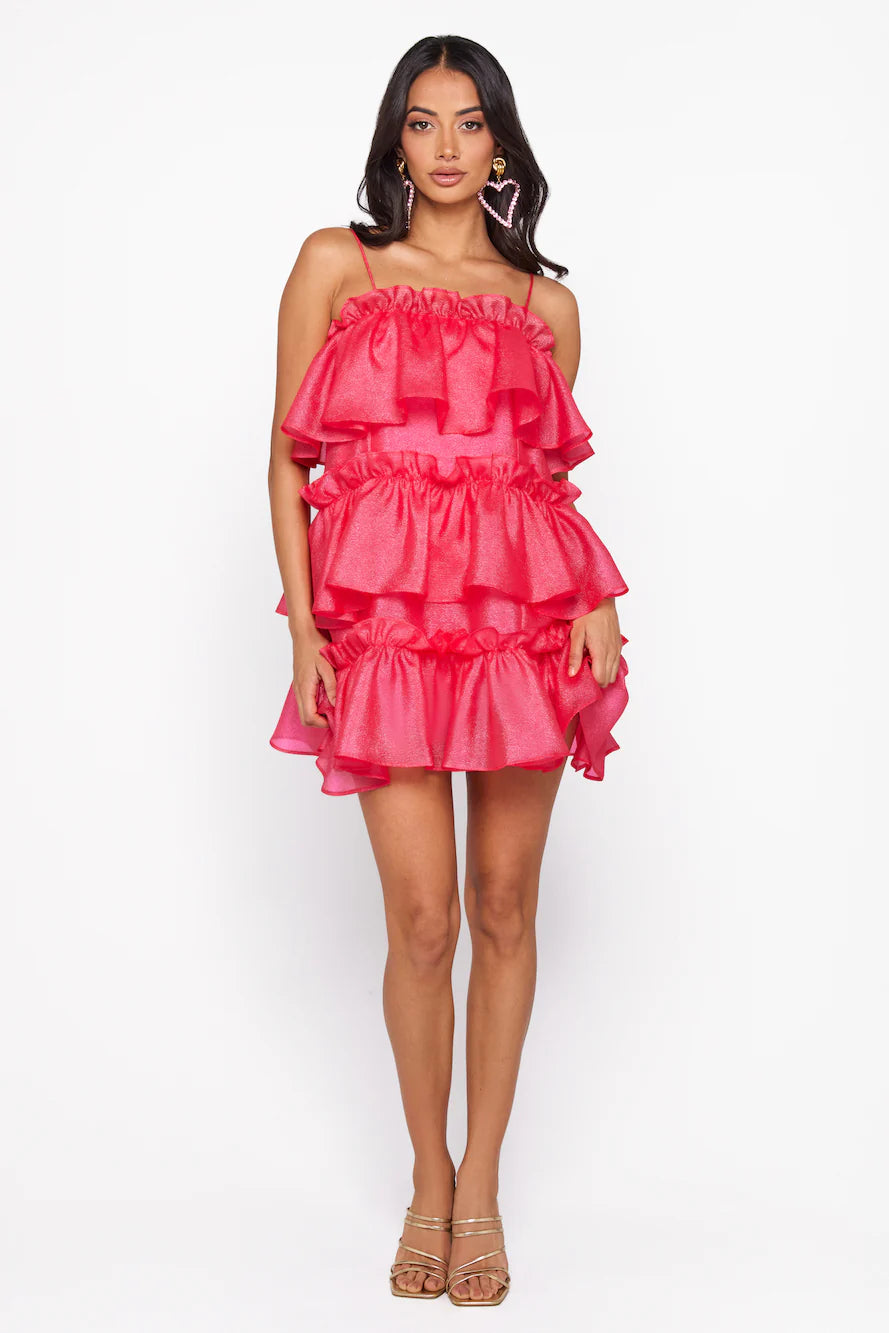 HELLO MOLLY Champagne Towers Mini Dress Hot Pink