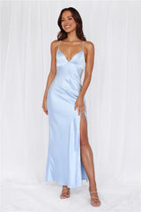 HELLO MOLLY The Sophia Satin Maxi Dress Blue