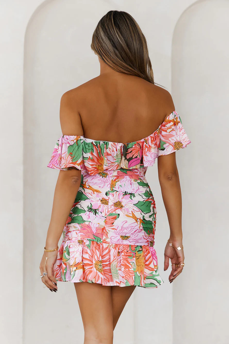 HELLO MOLLY It's Party Time Off The Shoulder Mini Dress Pink