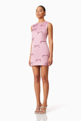 Rose Bow Shift Dress in Pink