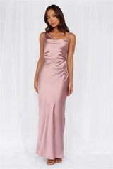 HELLO MOLLY The Madeline Cowl Satin Maxi Dress Dusty Pink