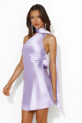 HELLO MOLLY Luxe Arrival Satin Mini Dress Lilac