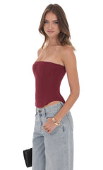 Strapless Corset Top in Maroon