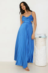 Solara Satin Maxi Dress Blue