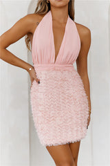 HELLO MOLLY Radiance From Within Halter Mini Dress Pink