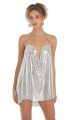 Safina Chainmail Shirt Dress in Silver