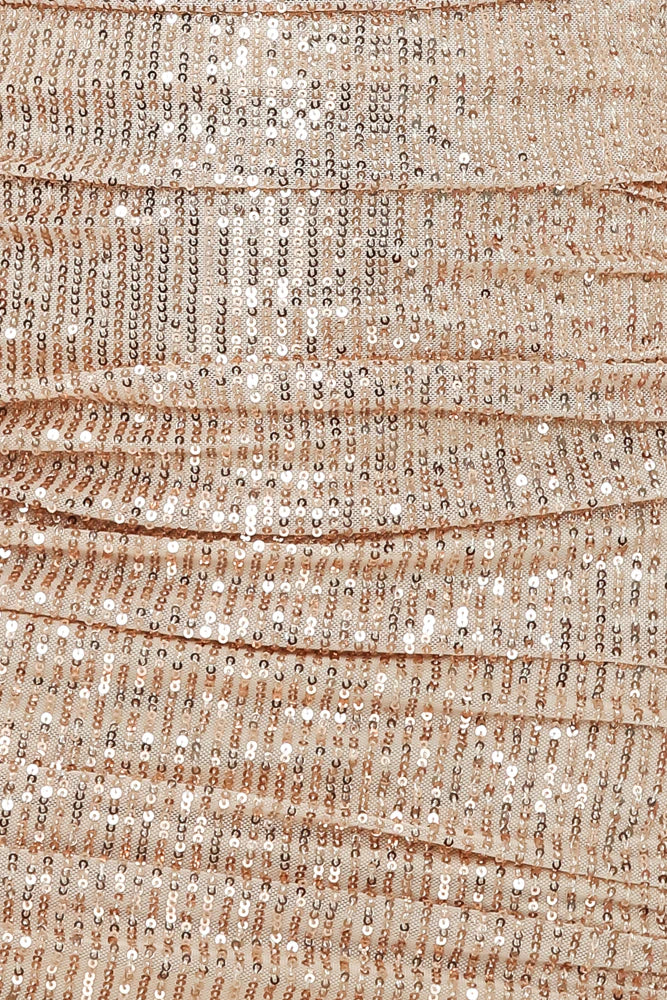 HELLO MOLLY Hand Me A Spritz Sequin Dress Bronze