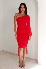 HELLO MOLLY Tango Time Midi Dress Red