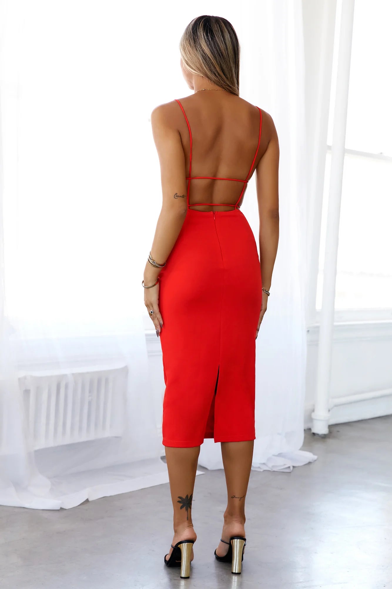 HELLO MOLLY Cant Afford Me Midi Dress Red