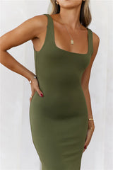 HELLO MOLLY BASE Premium Bodycon Maxi Dress Army