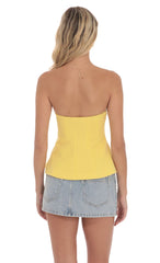 Strapless Peplum Top in Yellow