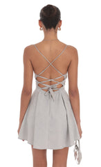 Rhinestone Jacquard A-line Dress in Grey